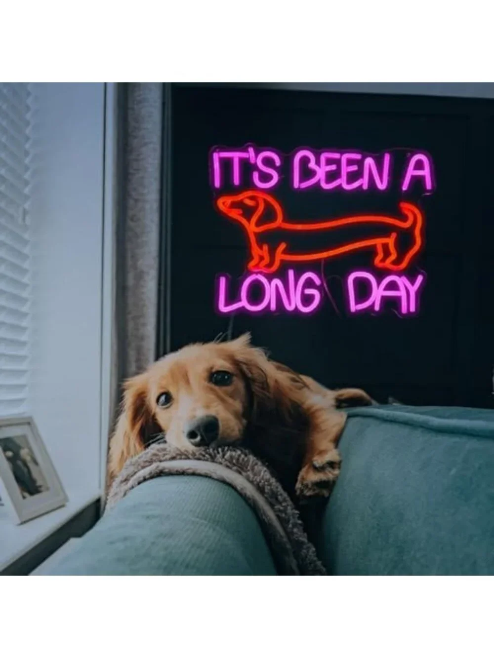 Dimmable Pink Dachshund Neon Wall Sign - LED Light Decor for Dog Lovers, Parties